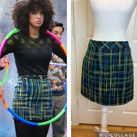 Topshop green boule tweed miniskirt ASO Gina from High School Musical/The Series - Picture 1 of 10